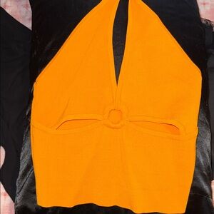 Forever 21 Orange Halter Crop Top